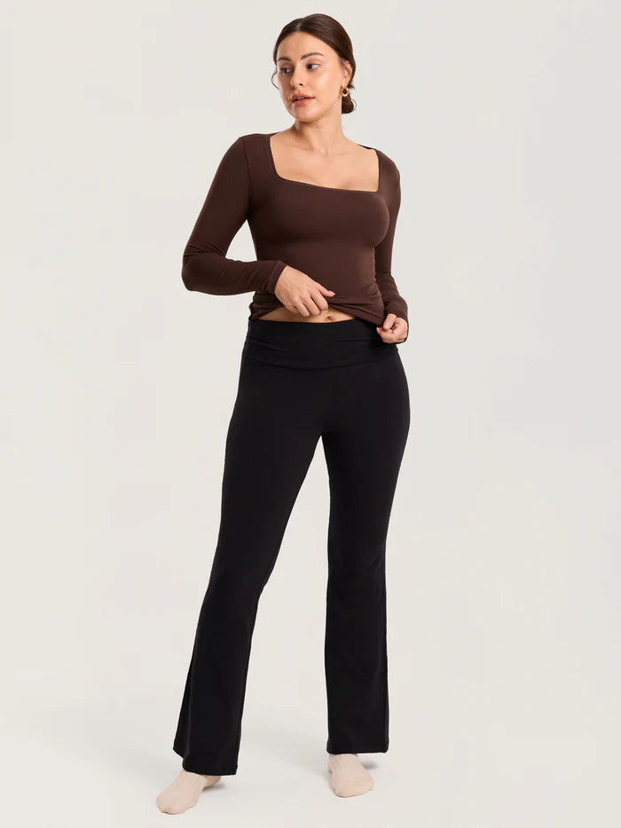 Cotton Foldover Maternity Flare Pants 30.5"