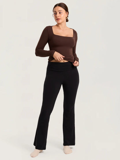 Cotton Foldover Maternity Flare Pants 30.5"